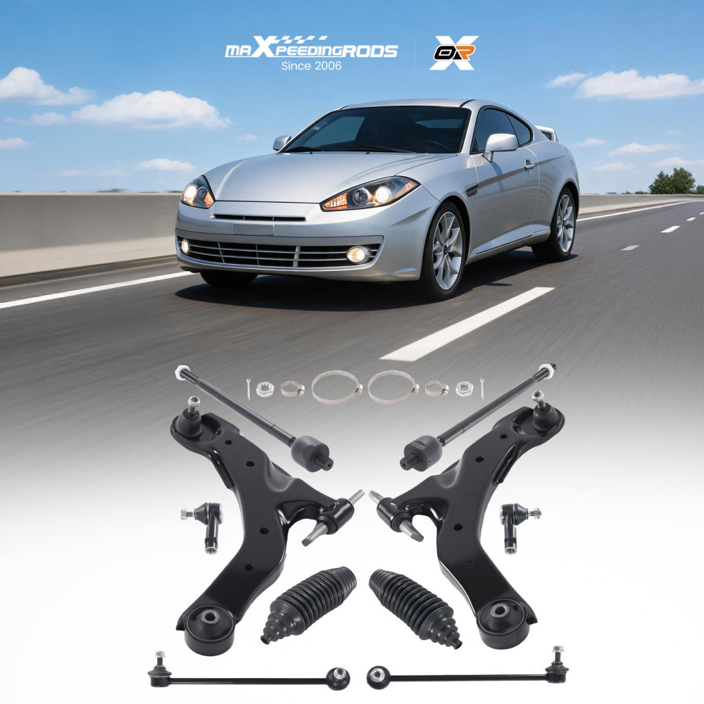 10x Front Lower Control Arms Inner Outer Tie Rods compatible for Hyundai Tiburon 2003- 2008