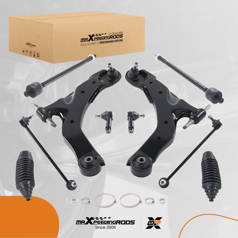 10x Front Lower Control Arms Inner Outer Tie Rods compatible for Hyundai Tiburon 2003- 2008