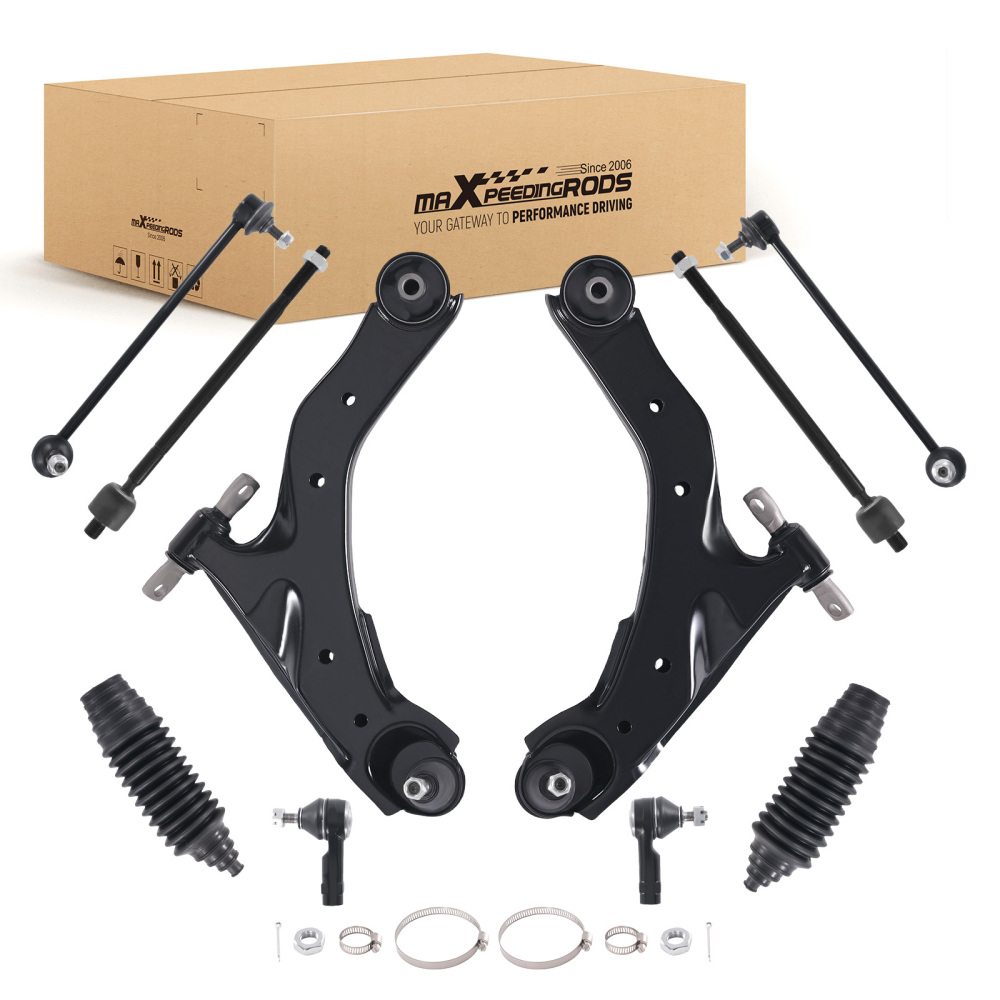 10x Front Lower Control Arms Inner Outer Tie Rods compatible for Hyundai Tiburon 2003- 2008
