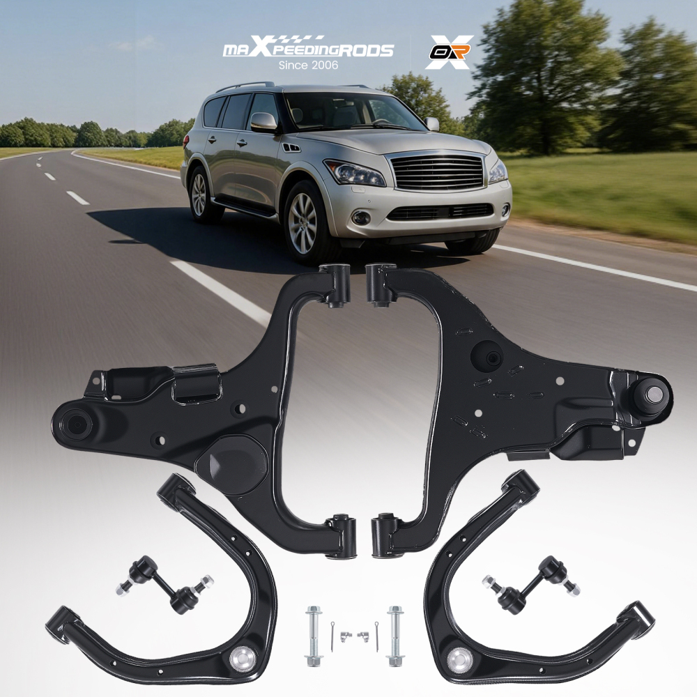 Front Upper Lower Control Arms Sway Bars compatible for Infiniti QX56 compatible for Nissan Armada Titan