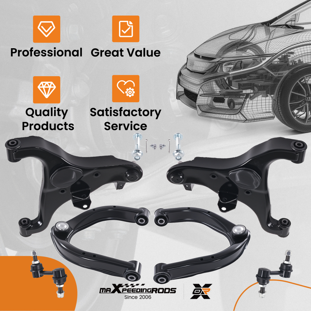 Front Upper Lower Control Arms Sway Bars compatible for Infiniti QX56 compatible for Nissan Armada Titan