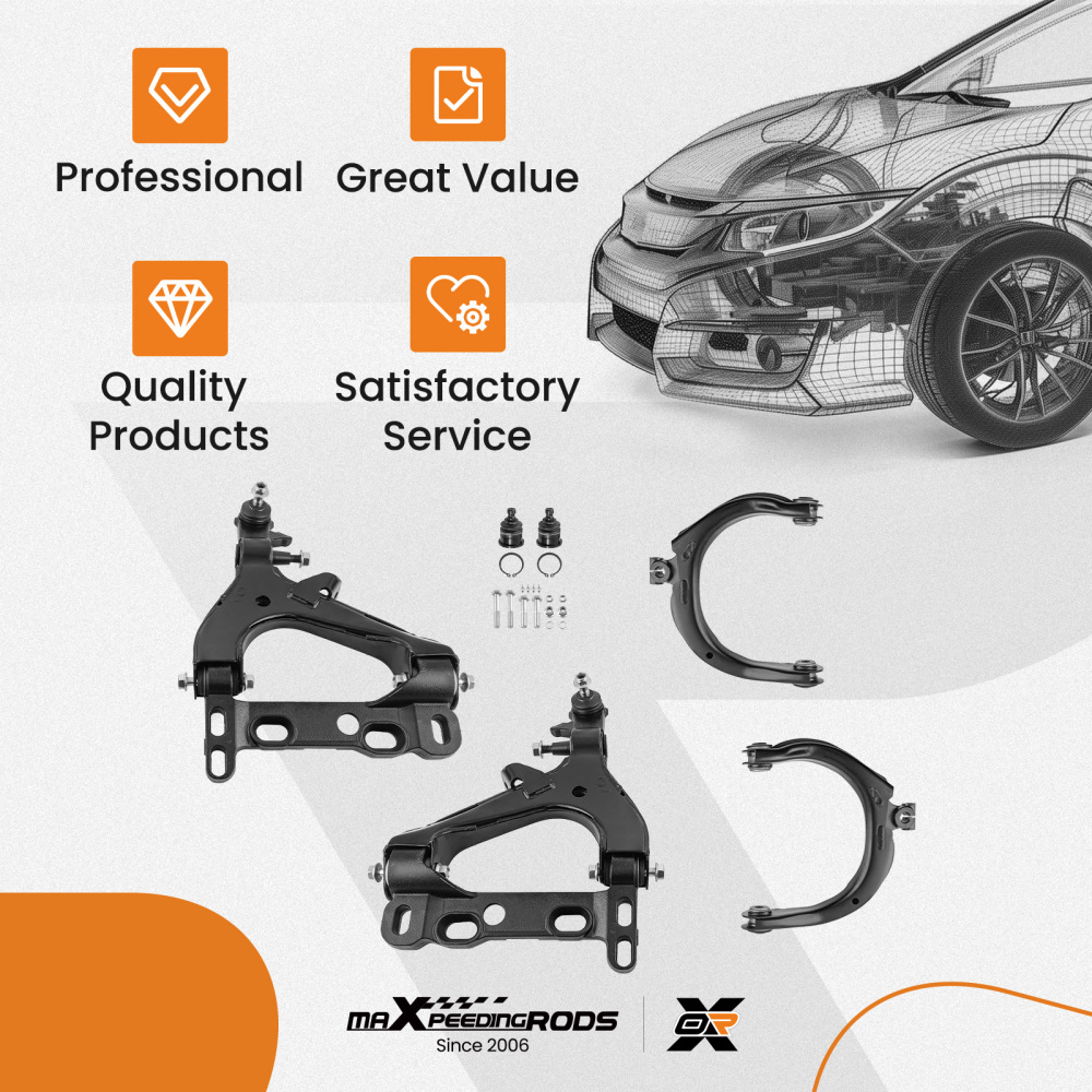 Front Upper Lower Control Arms Ball Joints compatible for Chevrolet Trailblazer 2004 - 2007