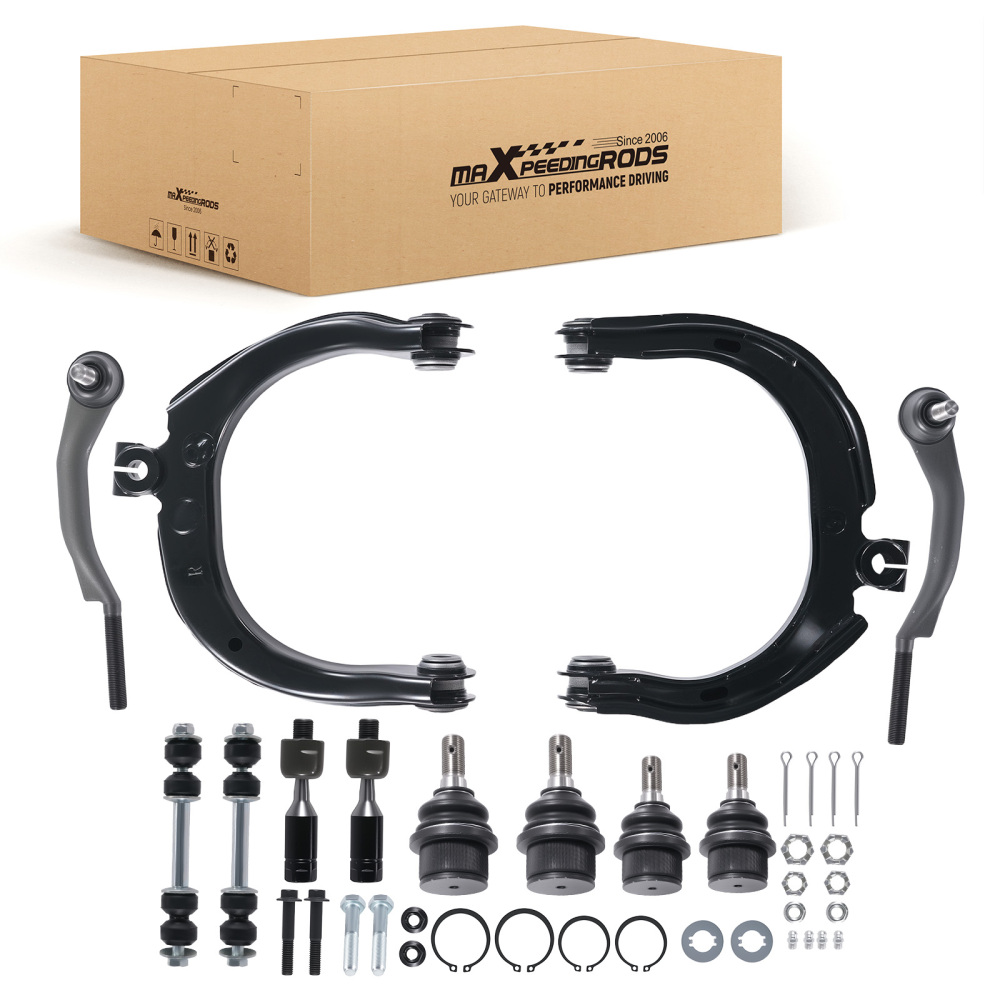 12x Front Upper Control Arms Ball Joint Tie Rods For 2008-2009 compatible for Chevy Trailblazer
