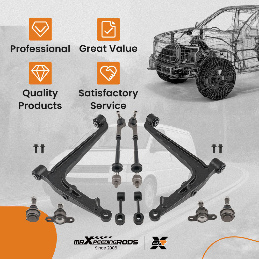 10X WISHBONE SUSPENSION CONTROL ARM SET compatible for VW TRANSPORTER IV KASTEN 7D0407361