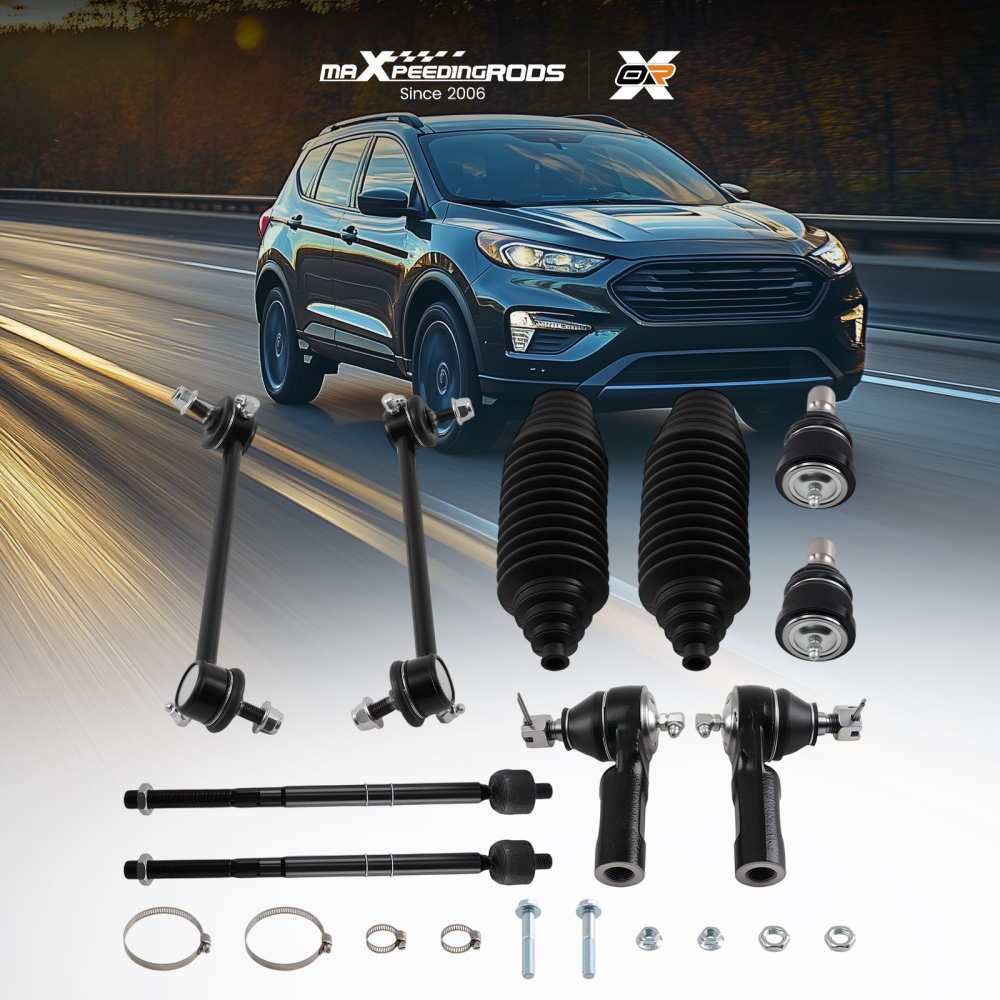 10x Front Lower Ball Joint Inner Outer Tie Rod Sway Bar compatible for Mazda Tribute 01-04
