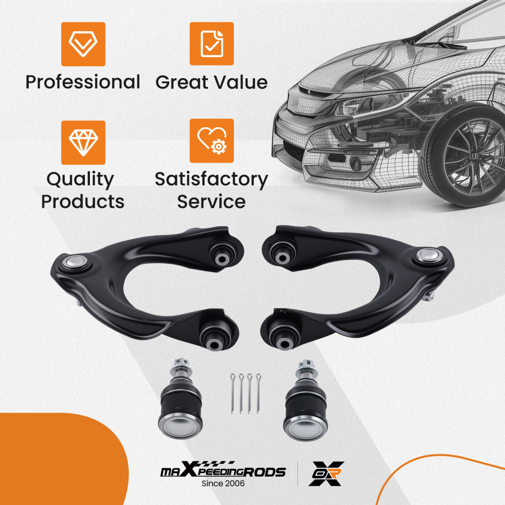 Front Upper Control Arms w/ Ball Joints for 2003 2004 2005-2007 compatible for Honda Accord