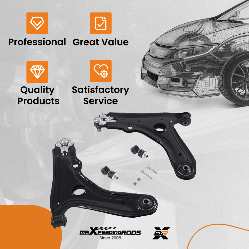 Front Lower Suspension Control Arms Sway Bar Links Kit compatible for VW Cabrio compatible for Golf Jetta