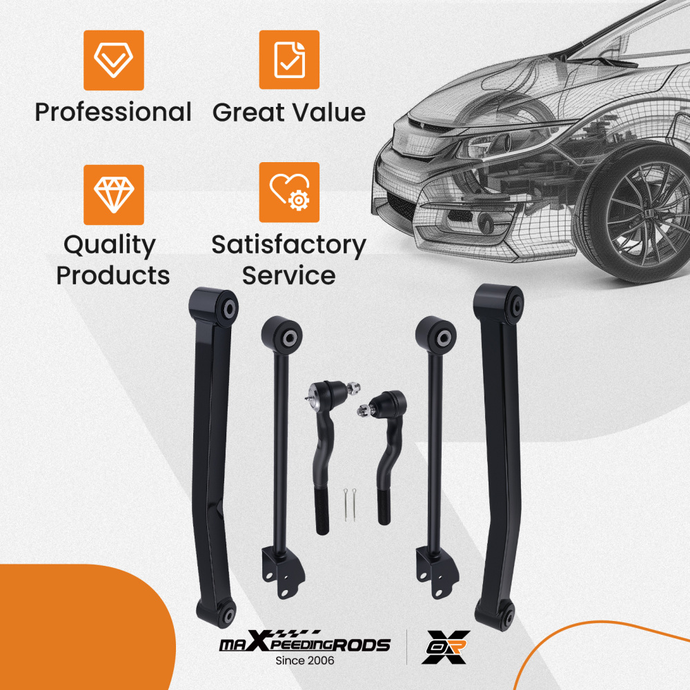 Front Suspension Control Arms Tie Rods Kit for 2007 - 2017 compatible for Jeep Wrangler JK 2018