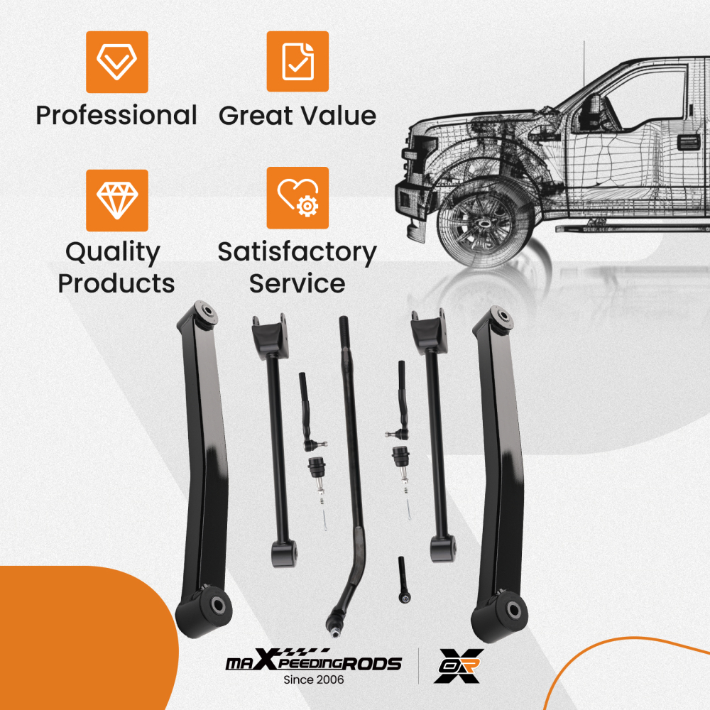 Front Upper Lower Control Arm Ball Joint Tie Rod compatible for Jeep Wrangler JK 2007-2018