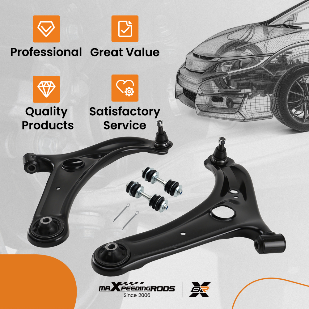 Front Lower Control Arms Set Stabilizer Sway Bar Link compatible for Scion xA xB 2004-2006