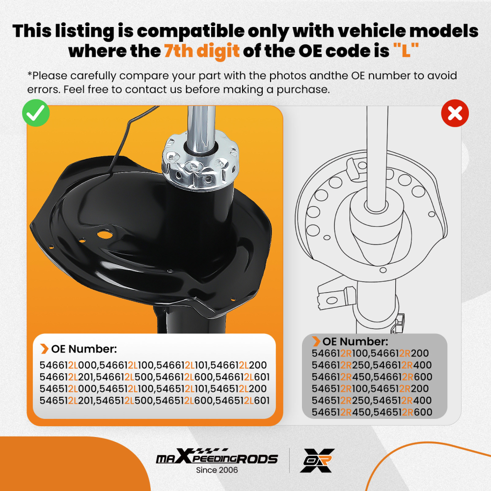 Shock Absorbers Front compatible for Hyundai I30 (FD) 2007-2012 1.4 1.6 2.0 338024 338025