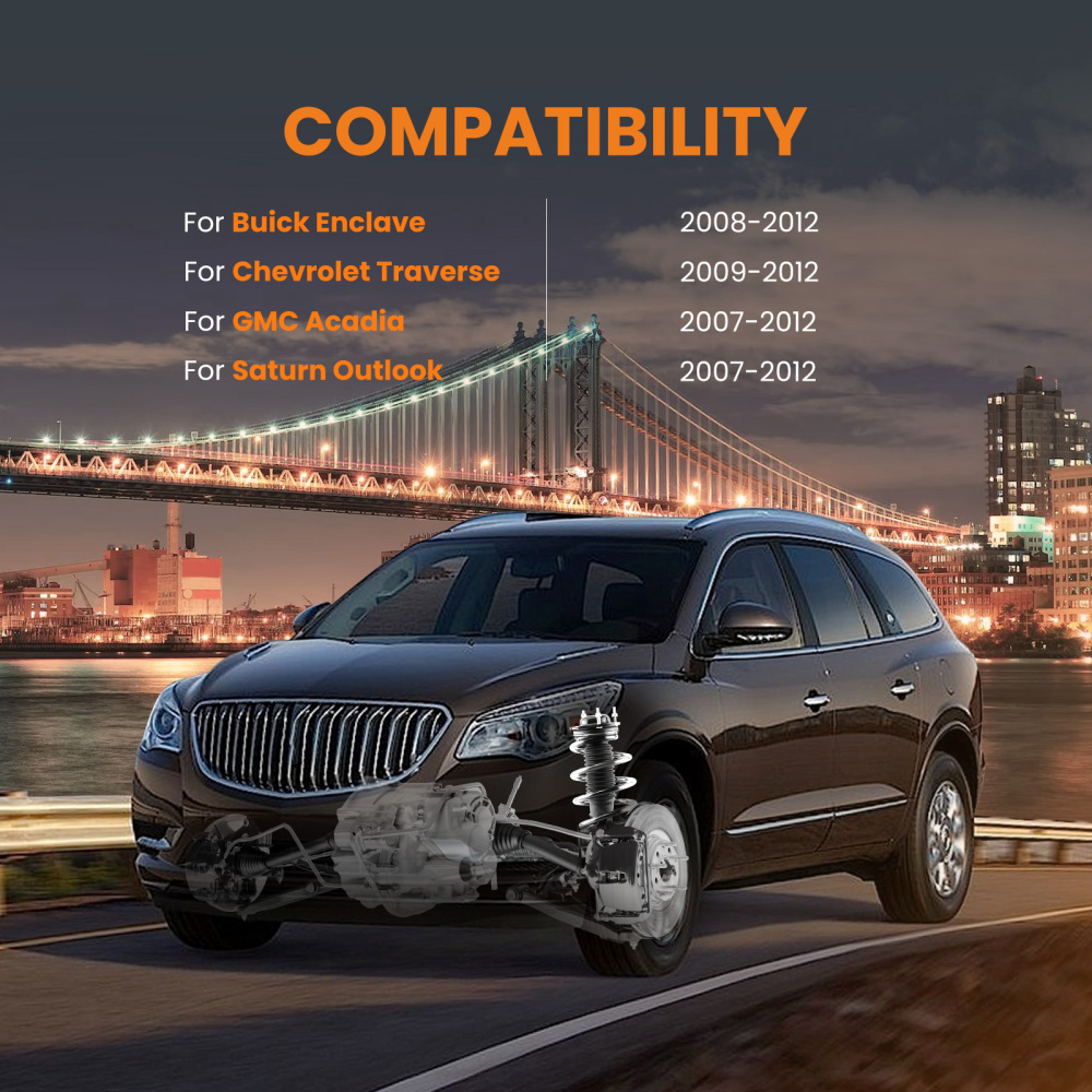 Front Complete StrutsSprings Set compatible for GMC Acadia compatible for Chevrolet Traverse 2007-2012 lowering kit