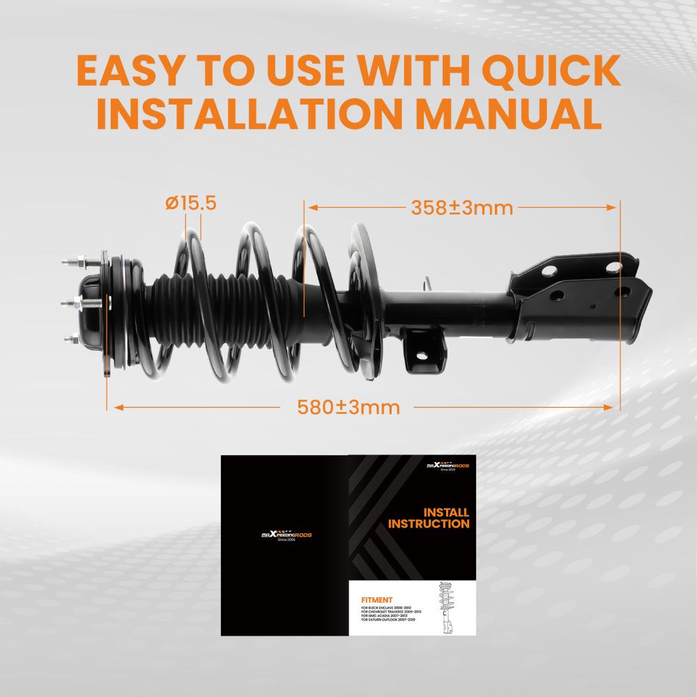 Front Complete StrutsSprings Set compatible for GMC Acadia compatible for Chevrolet Traverse 2007-2012 lowering kit