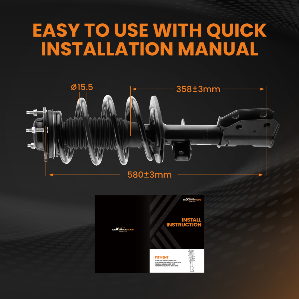 Front Complete StrutsSprings Set compatible for GMC Acadia compatible for Chevrolet Traverse 2007-2012 lowering kit