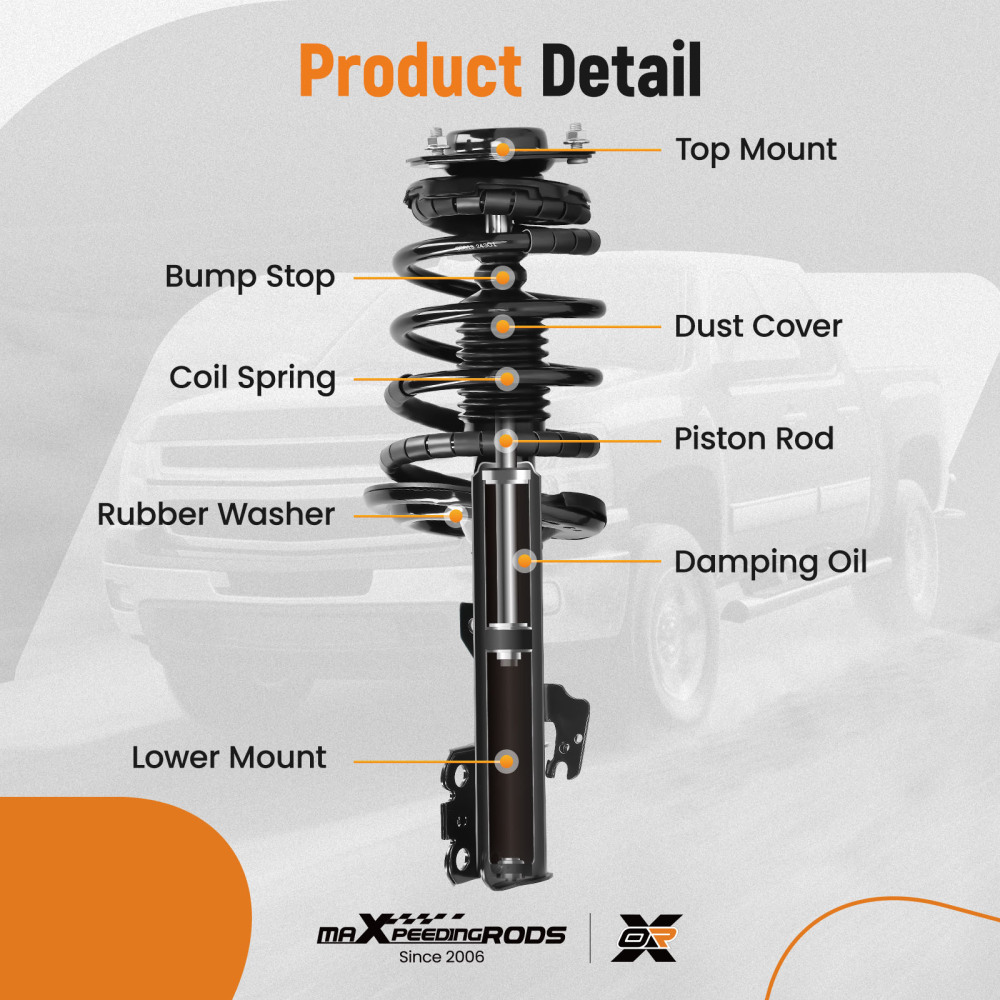 Front OE Replacement Suspension Shock Absorbers compatible for Toyota Camry 2007-2011 2.4 2.5 LITER L4
