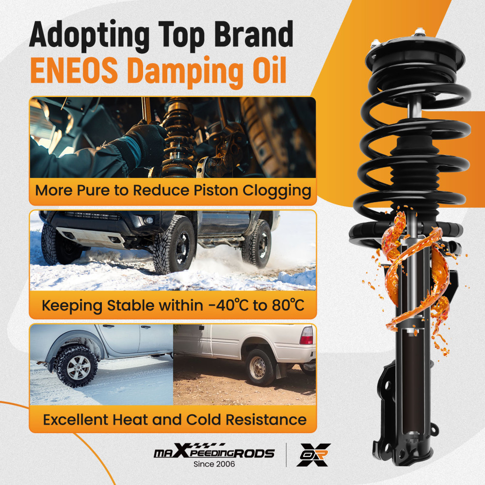 2x Front OE Replacement Shock Struts Assembly compatible for Ford Mustang 2005-2010 BASE/GT 172138