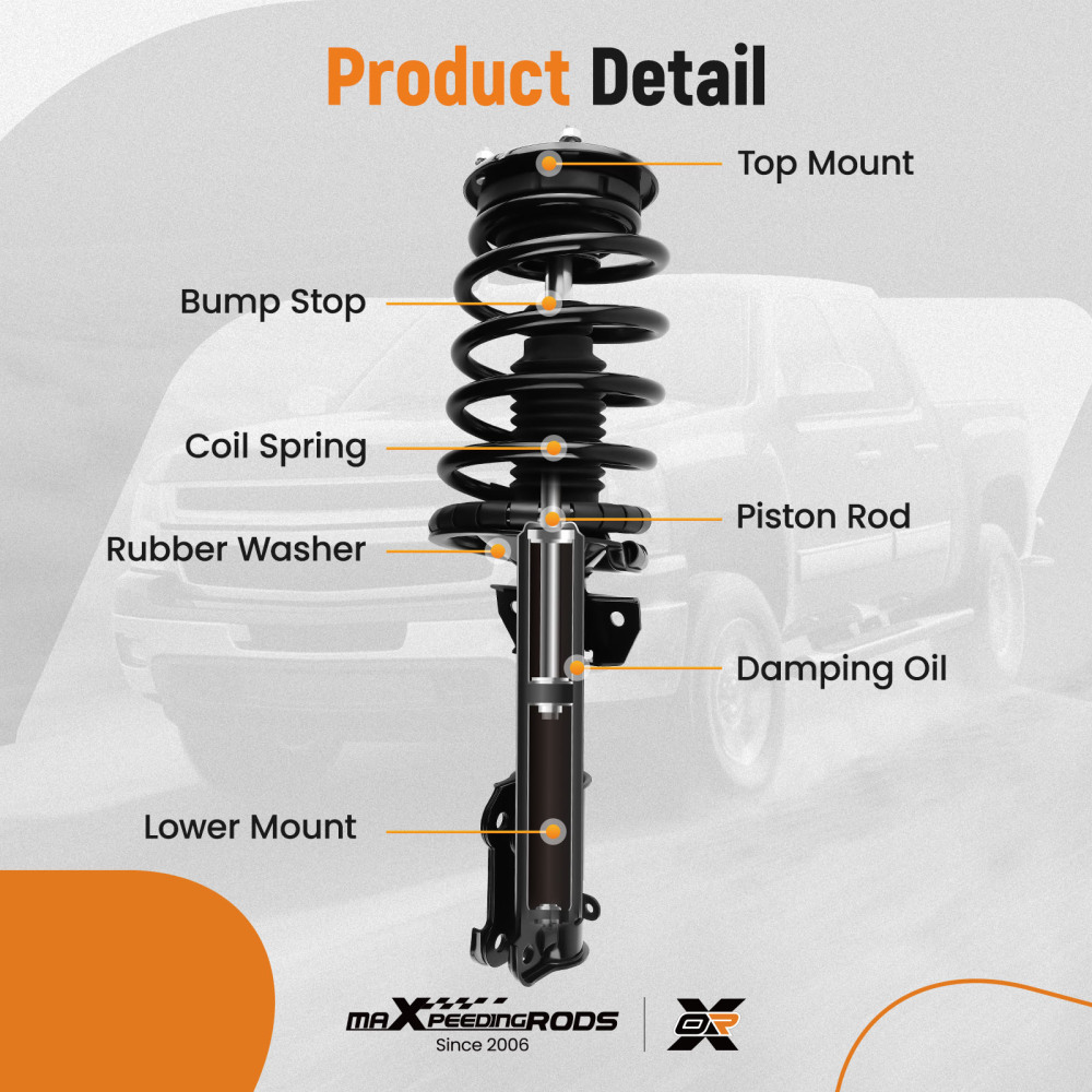 2x Front OE Replacement Shock Struts Assembly compatible for Ford Mustang 2005-2010 BASE/GT 172138