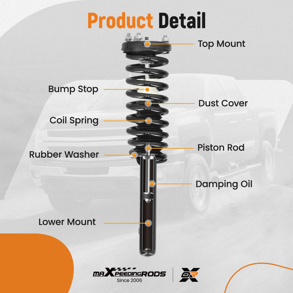 2x Front Struts w/Coil Springs Assembliy compatible for Honda Accord 2003 2004 2005-2007