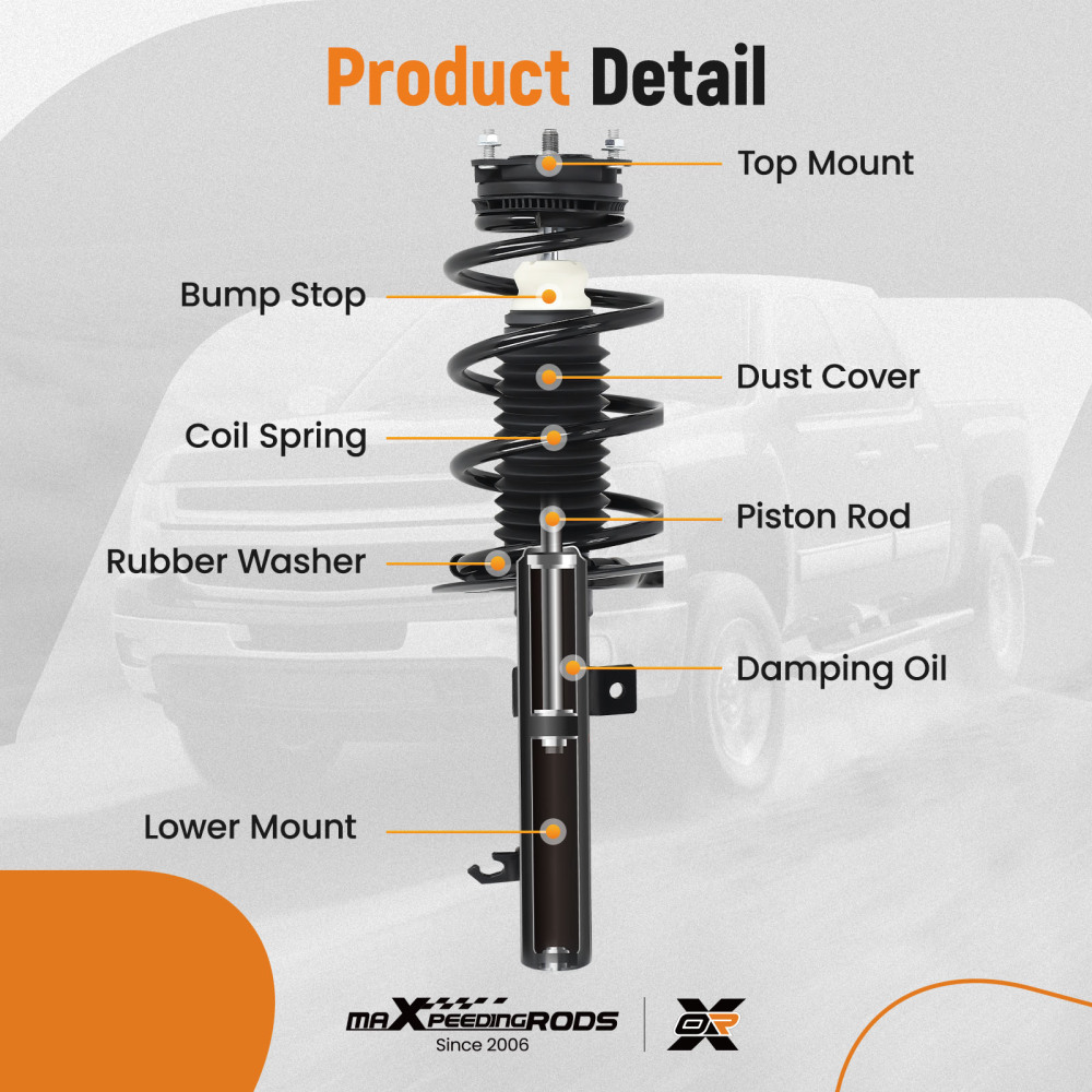 Pair Front Complete Shock Struts Assembly For 2008-2011 compatible for Ford Focus 272257 272258