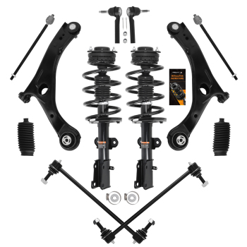 12pc Front Struts Coil Spring + Lower Control Arms compatible for Dodge Grand Caravan 08-10