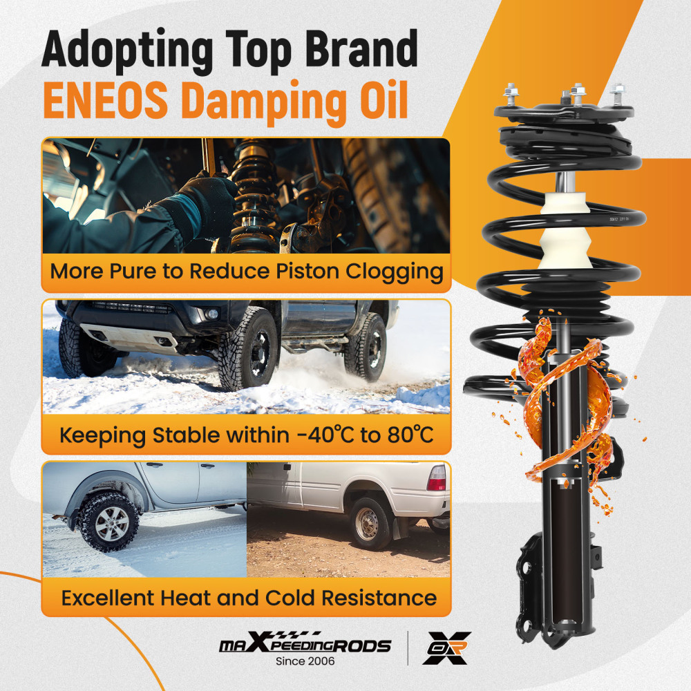 Front Suspension Shock Absorber For 2006-2011 compatible for Kia Rio LX/SX compatible for Hyundai Accent Sedan