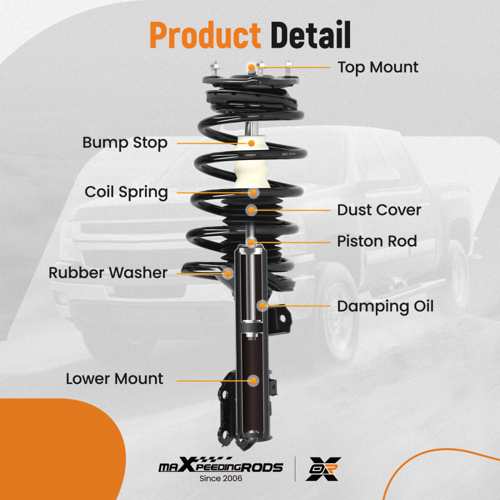Front Suspension Shock Absorber For 2006-2011 compatible for Kia Rio LX/SX compatible for Hyundai Accent Sedan
