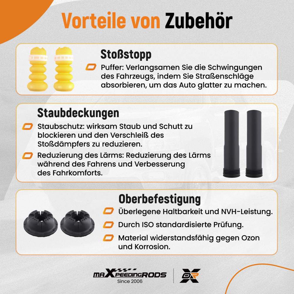 4x AMMORTIZZATORI +CUSCINETTI compatibile per BMW Serie 3 E90 E91 E92