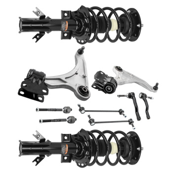 Front Complete Struts Control Arms Inner Tie Rods for 13-20 compatible for Ford Fusion compatible for FWD 2.0L