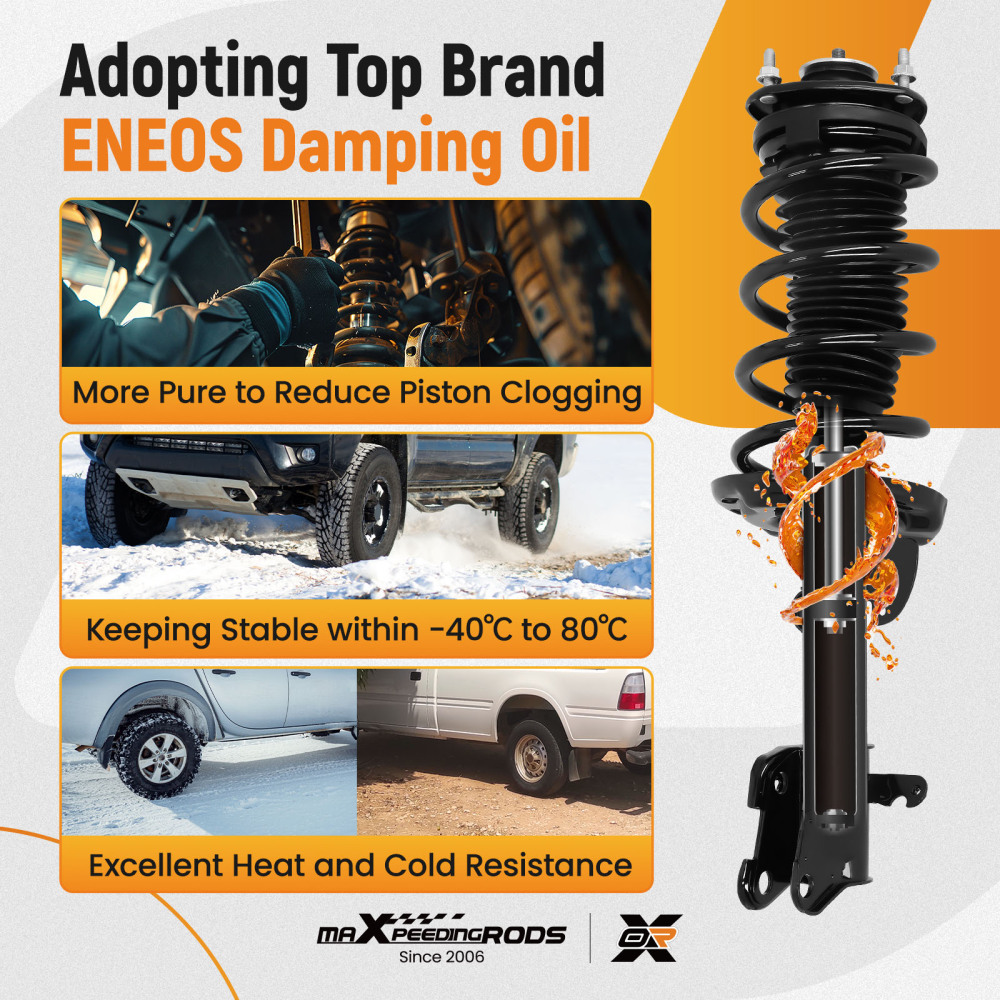 2x Front Complete Struts w/Coil Spring For 2009 2010 2011-2015 compatible for Honda Pilot 3.5L