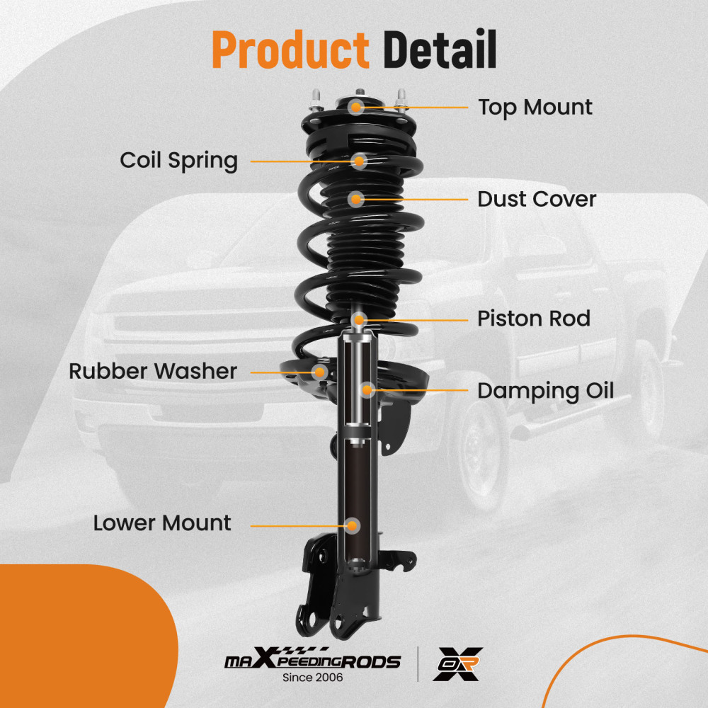 2x Front Complete Struts w/Coil Spring For 2009 2010 2011-2015 compatible for Honda Pilot 3.5L