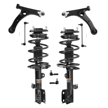 8pc Front Struts w/ Coil Spring + Lower Control Arm compatible for Toyota Corolla 2014-2019