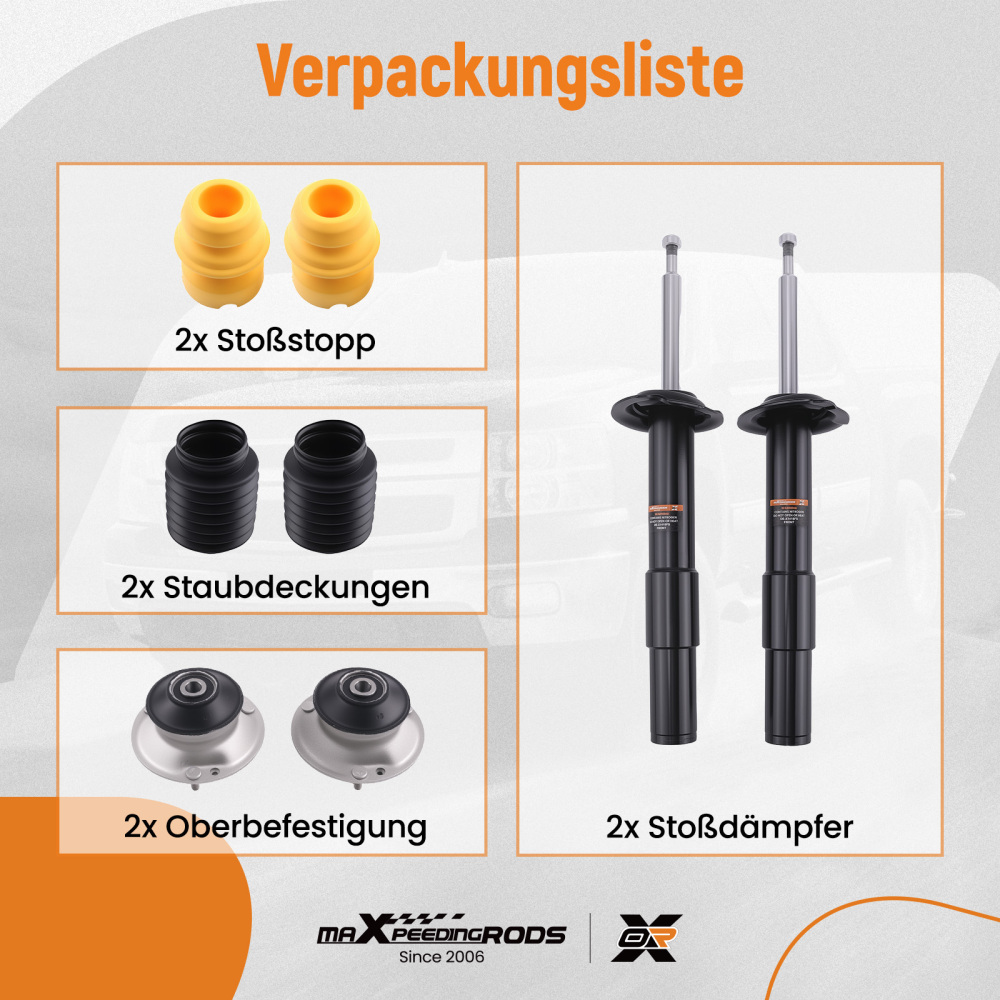 2x AMMORTIZZATORI + CUSCINETTI CUPOLA ANTERIORE compatibile per BMW SERIE 5 E60 E61