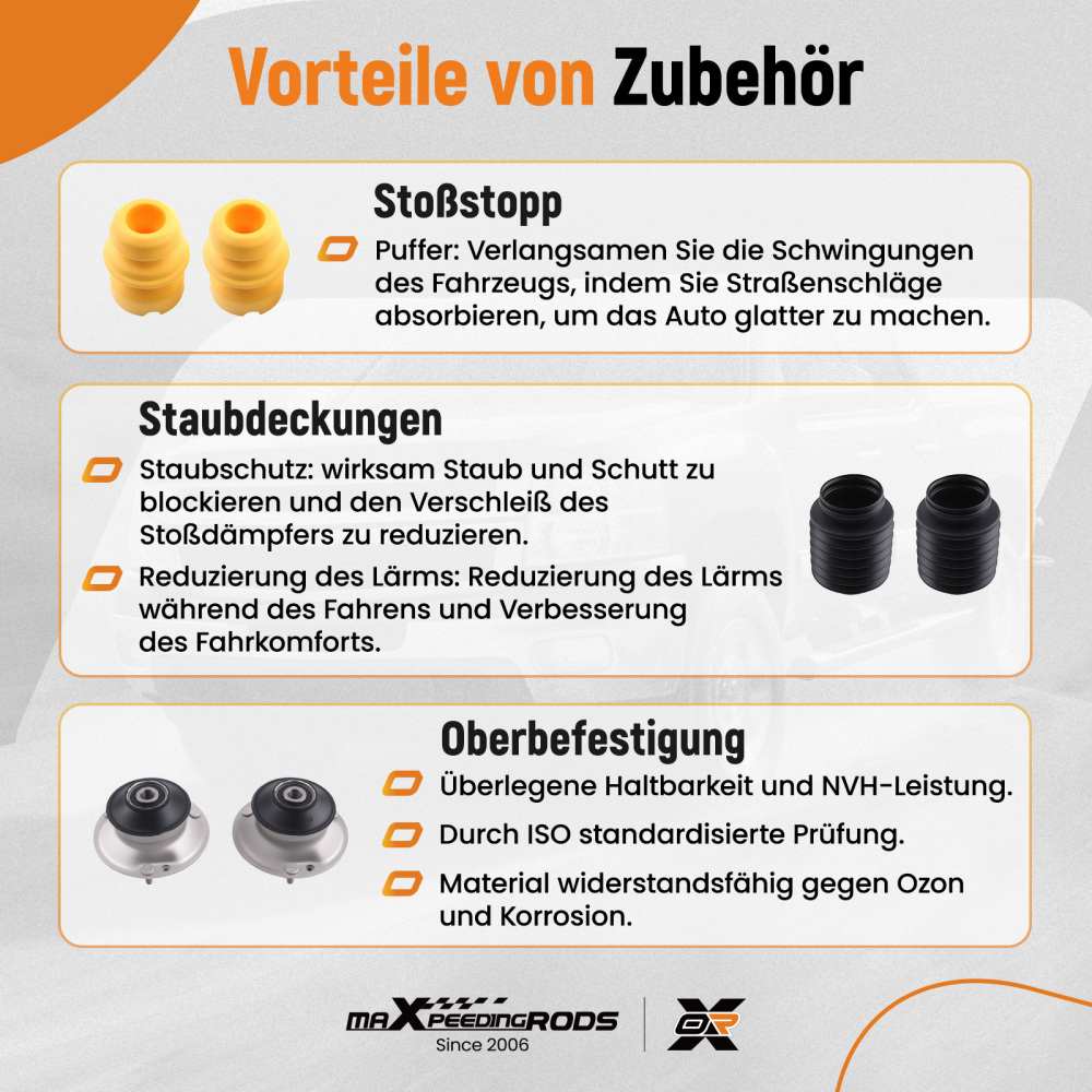 2x AMMORTIZZATORI + CUSCINETTI CUPOLA ANTERIORE compatibile per BMW SERIE 5 E60 E61