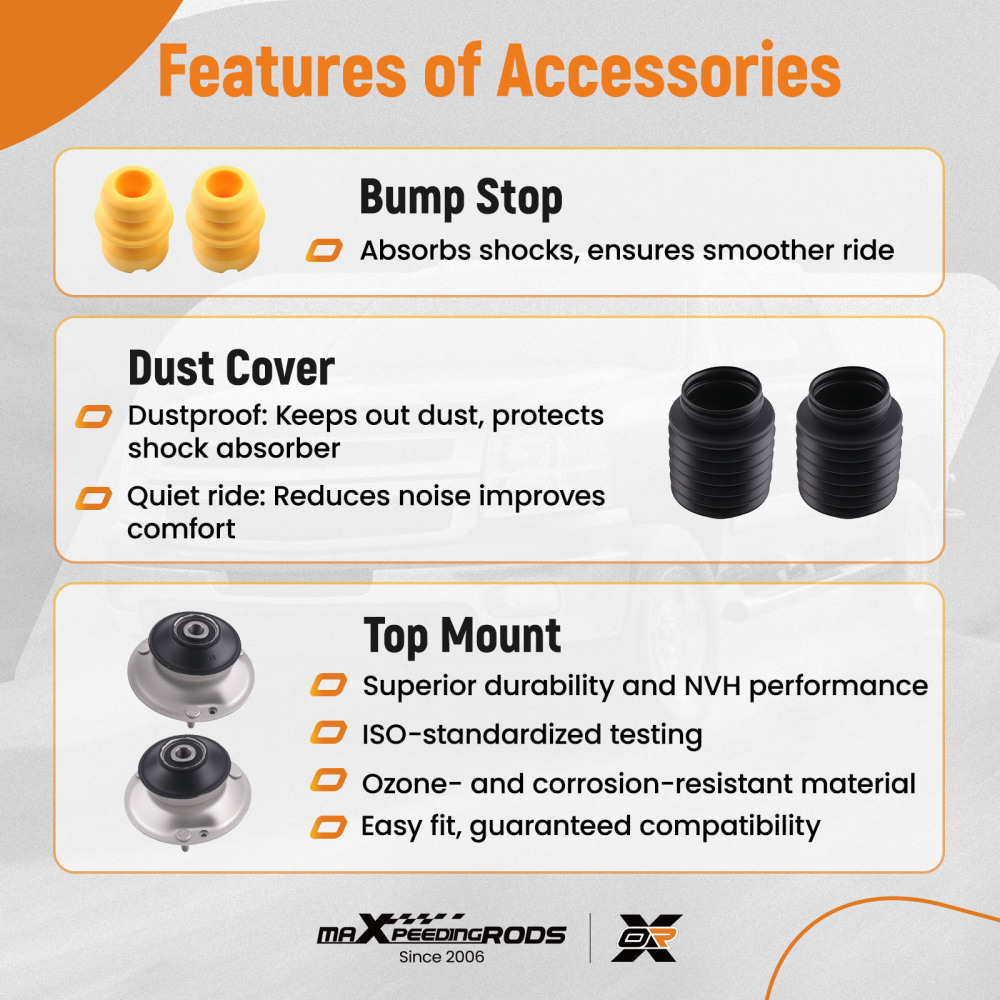 2x AMMORTIZZATORI + CUSCINETTI CUPOLA ANTERIORE compatibile per BMW SERIE 5 E60 E61