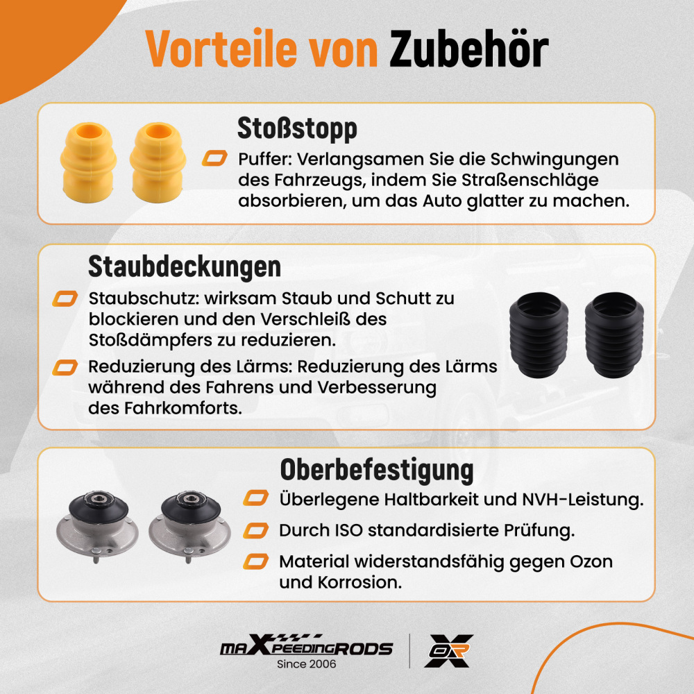 2 ammortizzatori + kit protezione anteriore compatibile per BMW Serie 3 E46 1997-2007