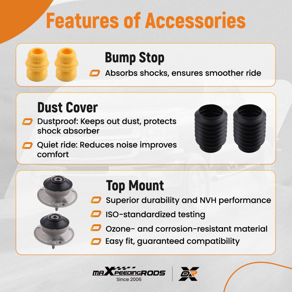 2 ammortizzatori + kit protezione anteriore compatibile per BMW Serie 3 E46 1997-2007