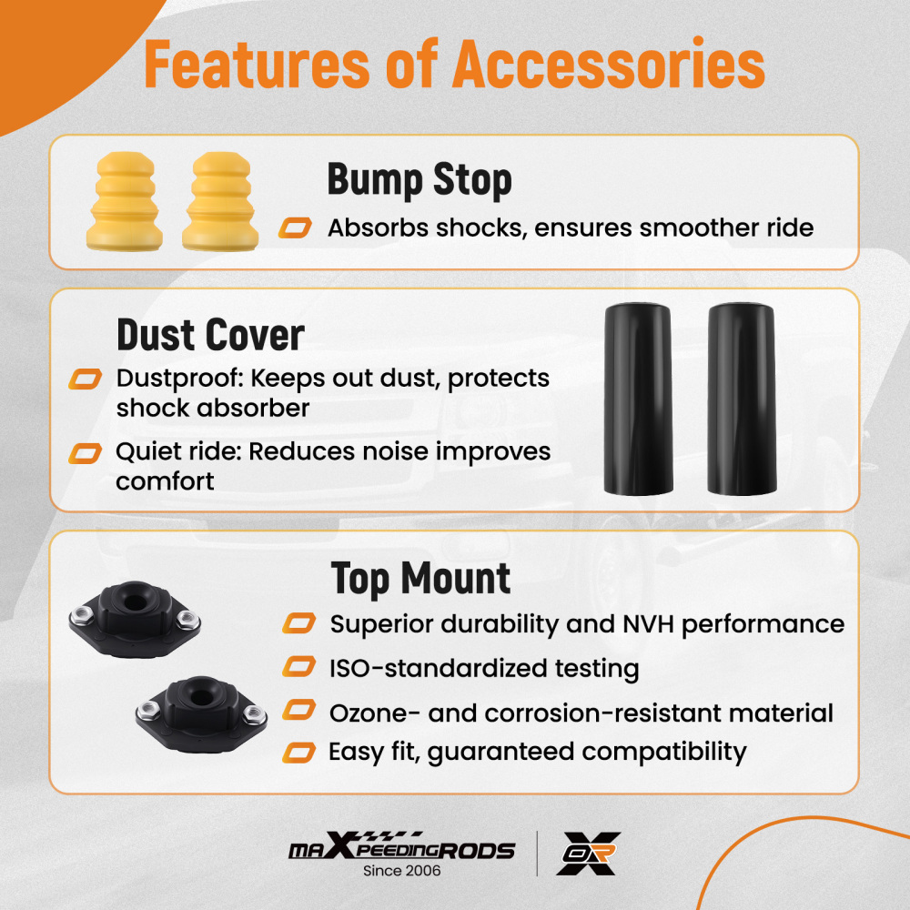 2X SHOCK ABSORBER REAR compatible for BMW 3 SERIES E93 E91 E90 E92 +Strut Mounts+Dust cover