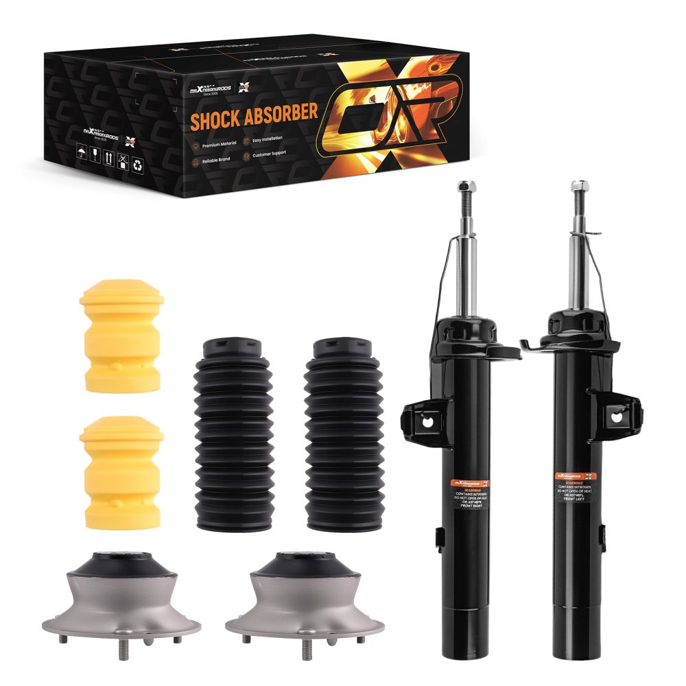 2x Amortisseurs Avant + Coupelles compatible pour BMW Serie 1 E81 E82 E87 E88 2003-2013