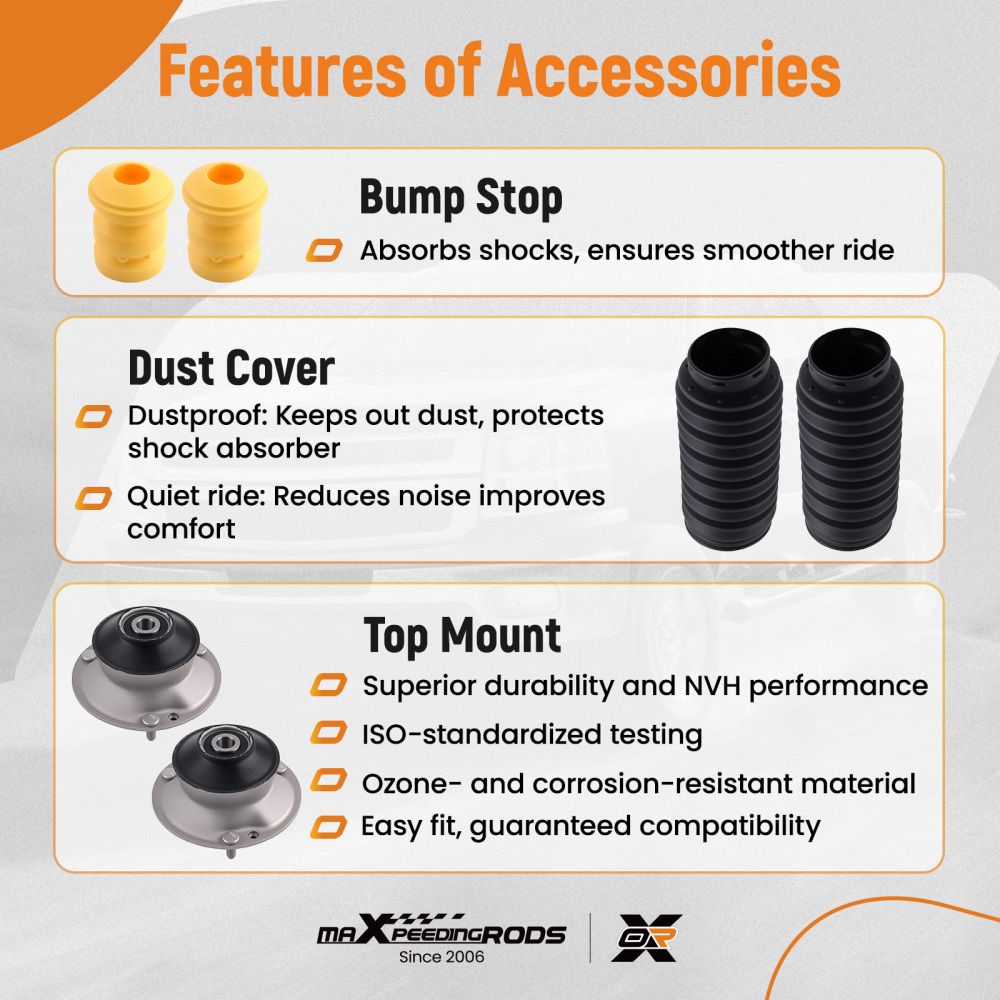 2x Amortisseurs Avant + Coupelles compatible pour BMW Serie 1 E81 E82 E87 E88 2003-2013