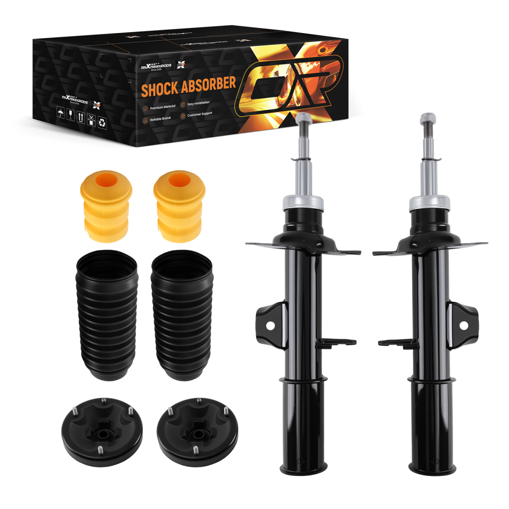 2x AMORTISSEURS + PALIERS + KIT DE SERVICE AVANT compatible pour BMW X5 E53 2000-2006