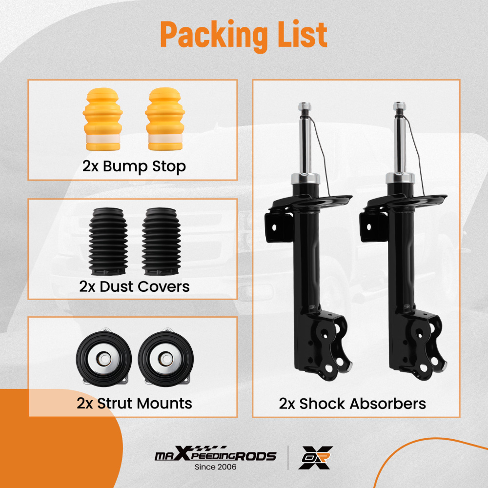 2 ammortizzatori + cuscinetto + tampone anteriore compatibile per Mercedes Classe A W169