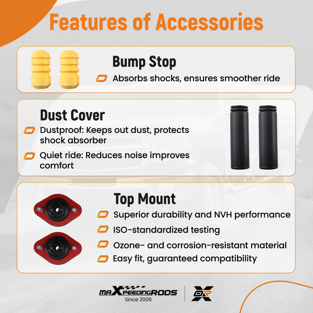 2 AMMORTIZZATORI + CUSCINETTI+ KIT PROTEZIONE POSTERIORE compatibile per BMW E36 E46