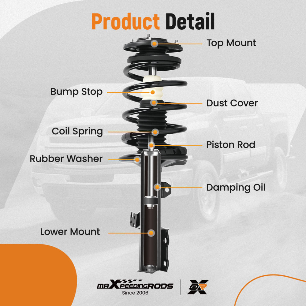 FrontRear Complete StrutsCoil Spring Assembly For 2003-2008 compatible for Toyota Corolla