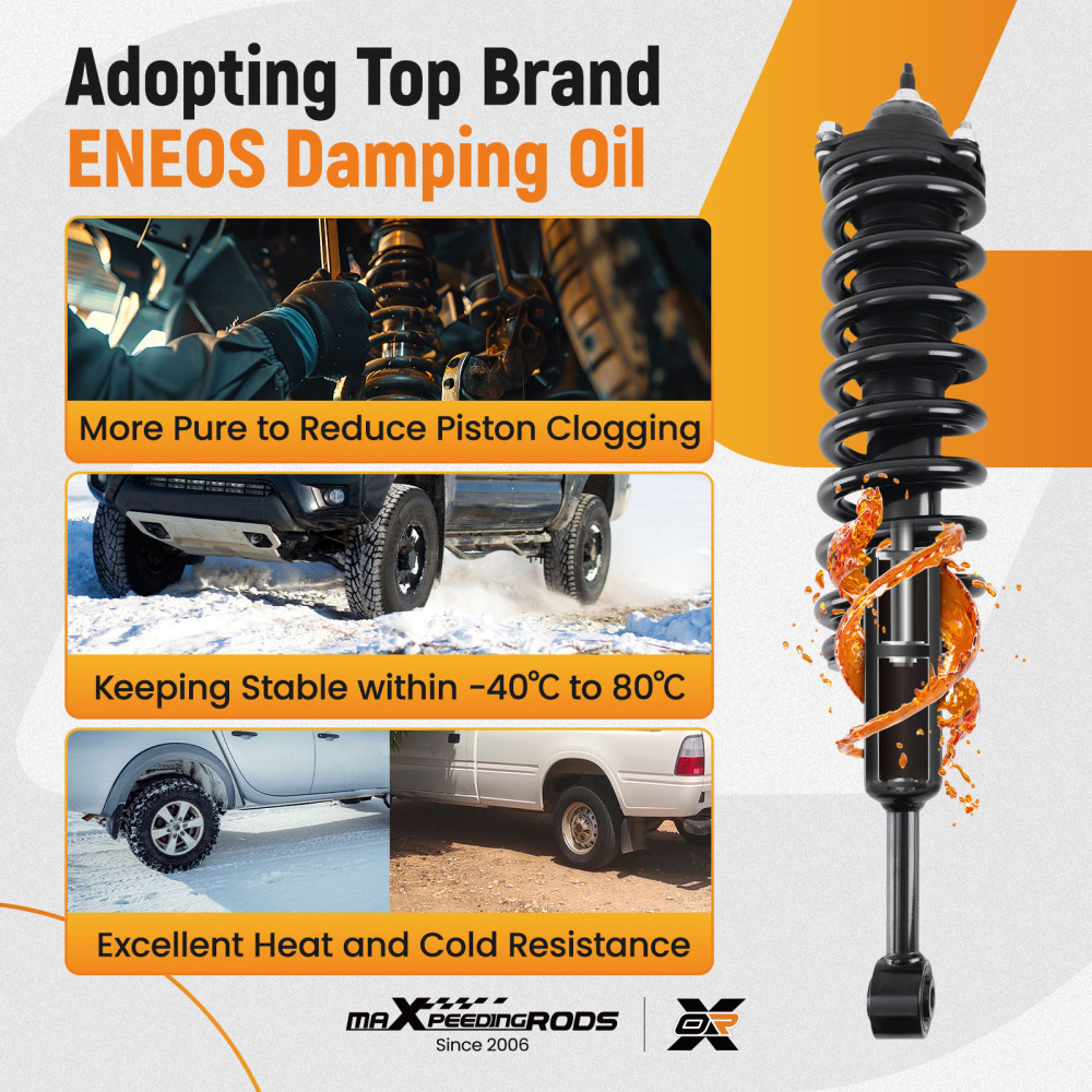 4WD Front Strut w/Coil Spring + Rear Shock Absorber for 2005-2015 compatible for Toyota Tacoma