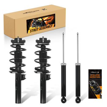 4x Front + Rear Struts w/Coil Spring compatible for VW Rabbit 2006-2009 Passat 2006-2010