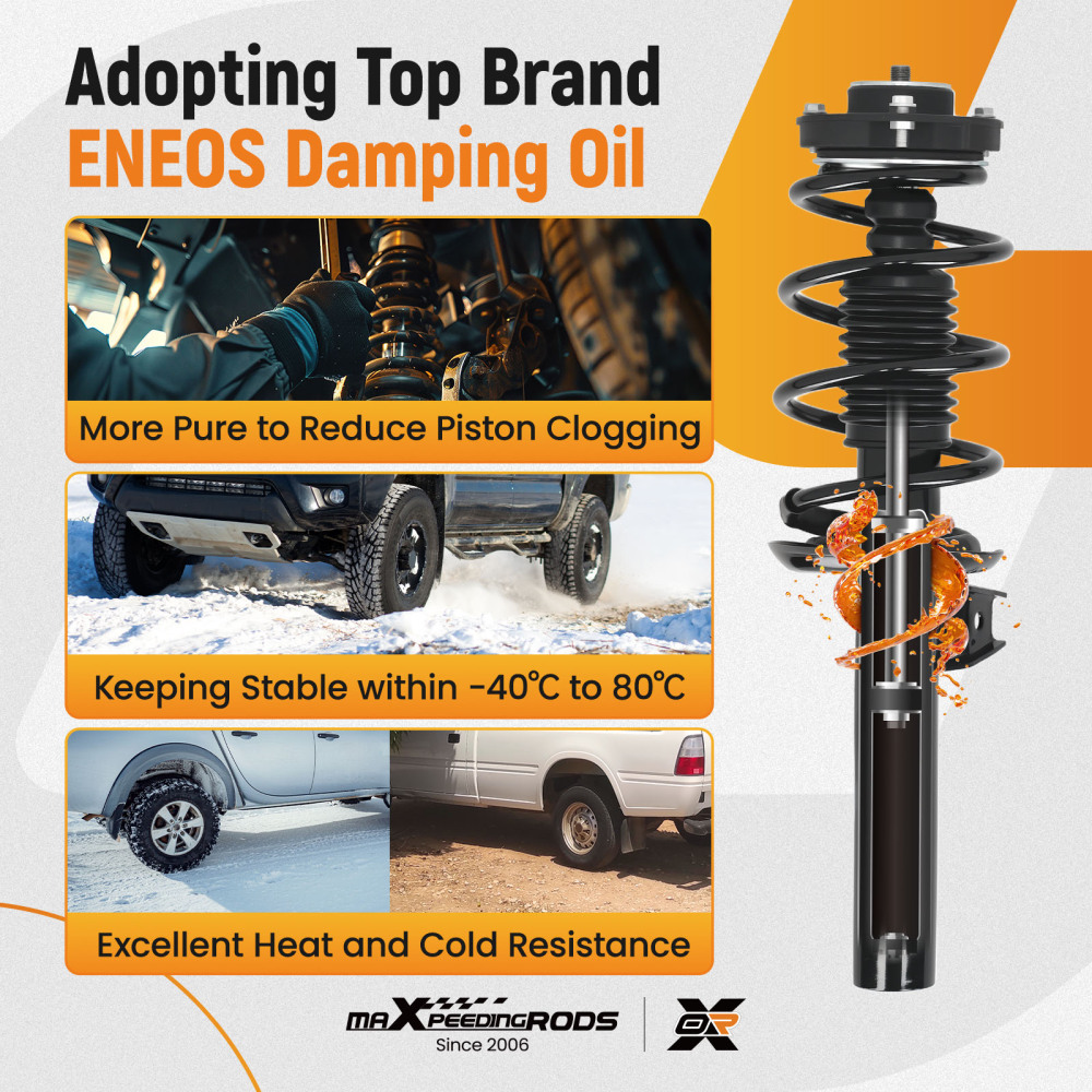 4x Front + Rear Struts w/Coil Spring compatible for VW Rabbit 2006-2009 Passat 2006-2010