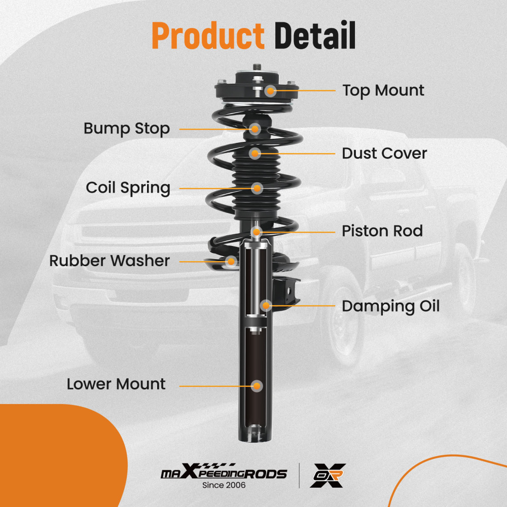 4x Front + Rear Struts w/Coil Spring compatible for VW Rabbit 2006-2009 Passat 2006-2010