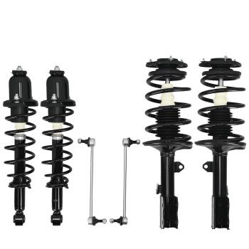 6PC Front Rear Strut w/ Coil Springs Sway Bars Links For 2004-2009 compatible for Toyota Prius