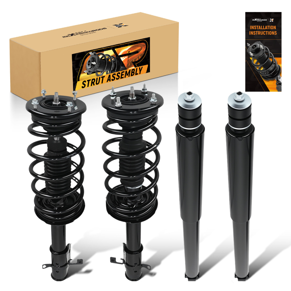 4pcs Front + Rear Struts w/Coil Spring compatible for Lincoln Mkx 2007-2010 3.5L compatible for FWD