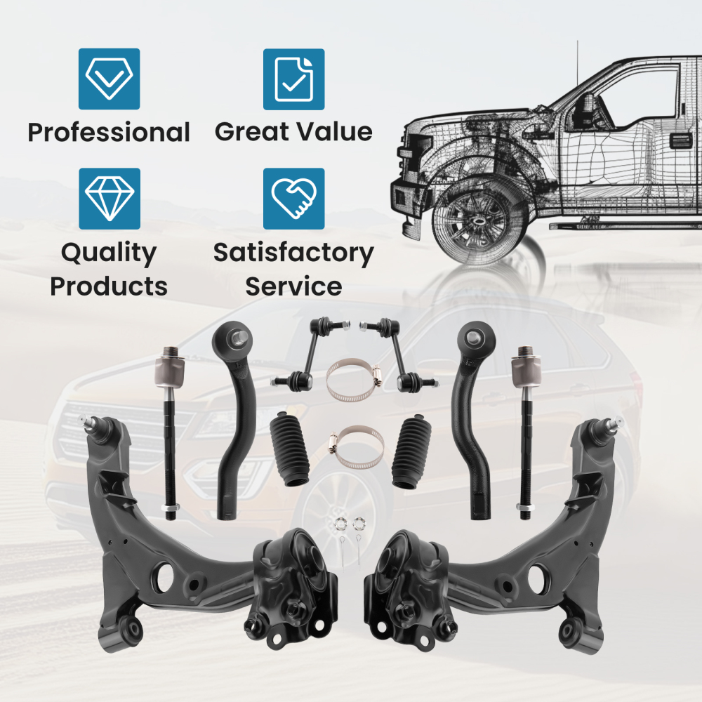 Front Struts w/Coil Spring + Control Arms compatible for Ford Edge 2007-2010 compatible for FWD 172889